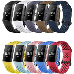 Breathable Silicone Fitbit Band For Charge 3 & 4 - 13 color options -