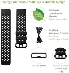 Breathable Silicone Fitbit Band For Charge 3 & 4 - 13 color options -