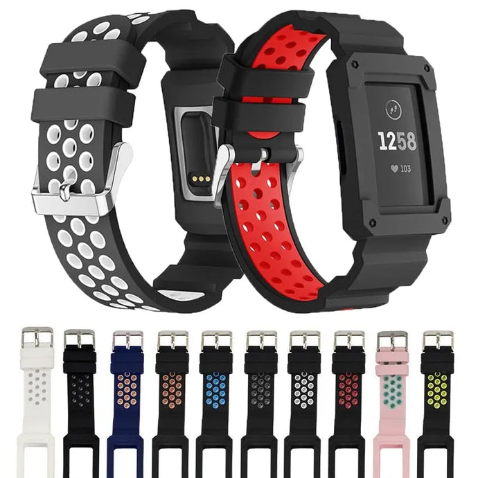 Breathable Silicone Fitbit Band & Case For Charge 3 & 4 - 10 color options Axios Bands