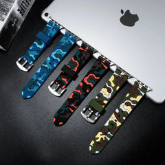 Camouflage Silicone Apple Watch Bands - 5 color options 38mm - 49mm - 