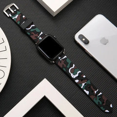 Camouflage Silicone Apple Watch Bands - 5 color options 38mm - 49mm - 