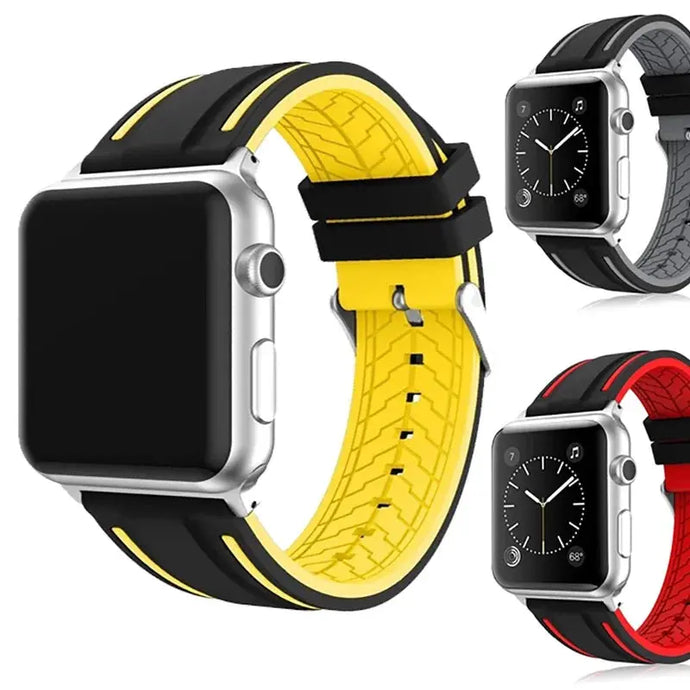 Color Splicing Soft Silicone Strap for Apple Watch Band - 11 Colors Axios Bands