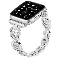 Diamond Heart Stainless Steel Metal Apple Watch Band - 7 Color Options - 38mm - 49mm - 