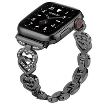 Load image into Gallery viewer, Diamond Heart Stainless Steel Metal Apple Watch Band - 7 Color Options - 38mm - 49mm Axios Bands
