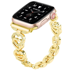 Diamond Heart Stainless Steel Metal Apple Watch Band - 7 Color Options - 38mm - 49mm Axios Bands