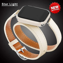 Double Wrap Leather Apple Watch Bands - 15 color options 38mm - 49mm -