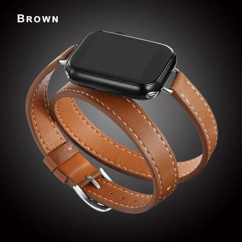 Double Wrap Leather Apple Watch Bands - 15 color options 38mm - 49mm - 