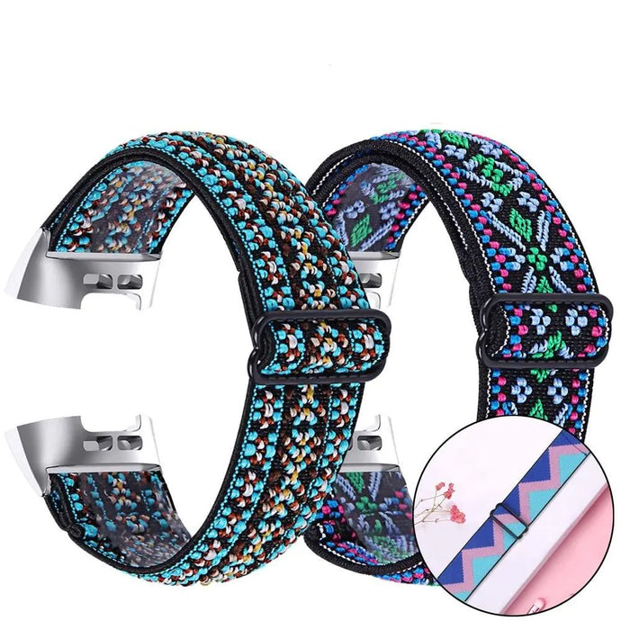Elastic Nylon Fitbit Band For Charge 3 & 4 - twelve color options Axios Bands