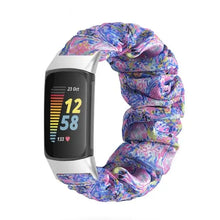 Load image into Gallery viewer, Elastic Scrunchie Fitbit Band For Charge 5 - 80 color options Axios Bands
