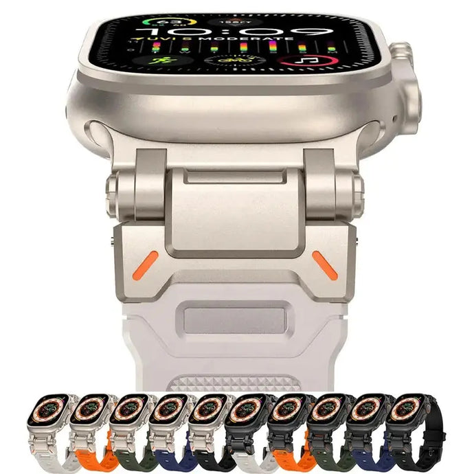 Faux Titanium TPU Silicone Sport Strap for Apple Watch Band 42mm to 49mm - 12 Colors Axios Bands