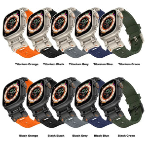 Faux Titanium TPU Silicone Sport Strap for Apple Watch Band 42mm to 49mm - 12 Colors Axios Bands
