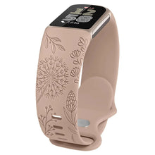 Load image into Gallery viewer, Floral Engraved Silicone Band for Fitbit Charge 5 &amp; 6 - 10 Color Options Axios Bands
