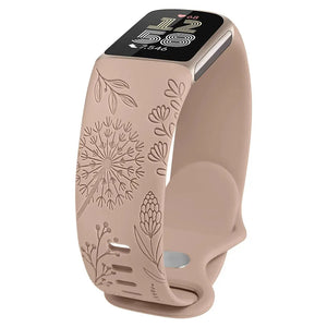 Floral Engraved Silicone Band for Fitbit Charge 5 & 6 - 10 Color Options Axios Bands