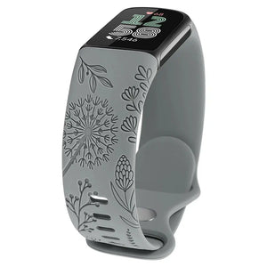 Floral Engraved Silicone Band for Fitbit Charge 5 & 6 - 10 Color Options Axios Bands