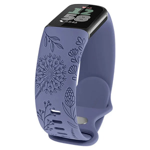 Floral Engraved Silicone Band for Fitbit Charge 5 & 6 - 10 Color Options Axios Bands