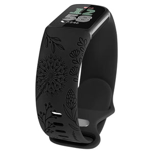 Floral Engraved Silicone Band for Fitbit Charge 5 & 6 - 10 Color Options Axios Bands