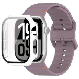 Glass Case + Silicone Sport Strap for Apple Watch Band 38mm to 46mm - 12 Colors Axios Bands