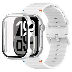 Glass Case + Silicone Sport Strap for Apple Watch Band 38mm to 46mm - 12 Colors Axios Bands