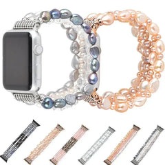 Ivory Pearl & Rhinestone Crystal Bracelet Strap for Apple Watch Band - 7 Colors - 