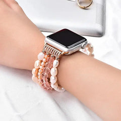 Ivory Pearl & Rhinestone Crystal Bracelet Strap for Apple Watch Band - 7 Colors - 