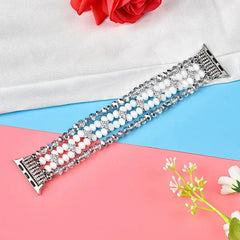 Ivory Pearl & Rhinestone Crystal Bracelet Strap for Apple Watch Band - 7 Colors - 