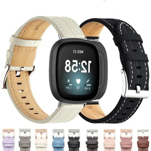 Leather Fitbit Band For Versa, Versa 2, Versa Lite - 10 color options Axios Bands