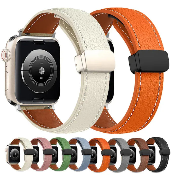 Leather Magnetic Buckle Strap for Apple Watch  - 8 color options 38mm - 49mm Axios Bands