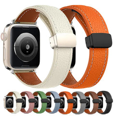 Leather Magnetic Buckle Strap for Apple Watch  - 8 color options 38mm - 49mm - 