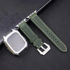 Leather Strap with Case & Screen Protector for Apple Watch Band - 14 colors - 