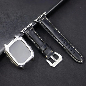Leather Strap with Case & Screen Protector for Apple Watch Band - 14 colors Axios Bands
