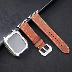 Leather Strap with Case & Screen Protector for Apple Watch Band - 14 colors - 