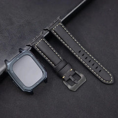 Leather Strap with Case & Screen Protector for Apple Watch Band - 14 colors - 