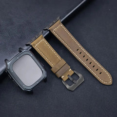 Leather Strap with Case & Screen Protector for Apple Watch Band - 14 colors - 