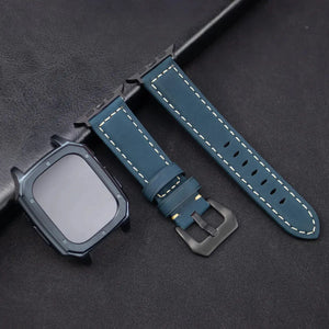 Leather Strap with Case & Screen Protector for Apple Watch Band - 14 colors Axios Bands
