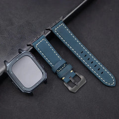 Leather Strap with Case & Screen Protector for Apple Watch Band - 14 colors - 