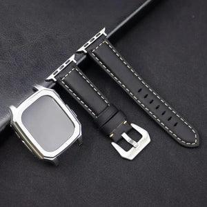 Leather Strap with Case & Screen Protector for Apple Watch Band - 14 colors Axios Bands