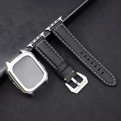 Leather Strap with Case & Screen Protector for Apple Watch Band - 14 colors - 
