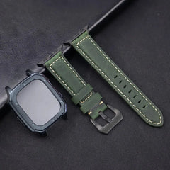 Leather Strap with Case & Screen Protector for Apple Watch Band - 14 colors - 