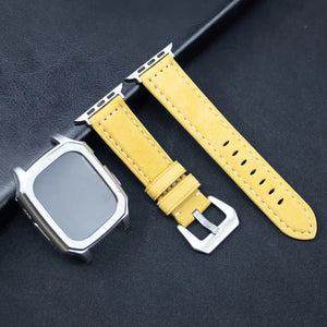 Leather Strap with Case & Screen Protector for Apple Watch Band - 14 colors Axios Bands