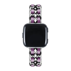 Leather & Steel Fitbit Band For Versa 3 / 4 - Sense 1 / 2 (15 color options) -