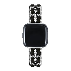 Leather & Steel Fitbit Band For Versa 3 / 4 - Sense 1 / 2 (15 color options) -
