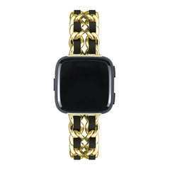 Leather & Steel Fitbit Band For Versa 3 / 4 - Sense 1 / 2 (15 color options) -
