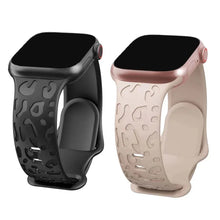 Load image into Gallery viewer, Leopard Engraved Silicone Apple Watch Bands - 15 color options 38mm - 49mm Axios Bands