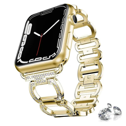 Metal Diamond Stainless Steel Loop Apple Watch Band - 4 Color Options 38mm - 49mm - 