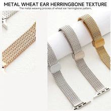 Load image into Gallery viewer, Metal Wheat Ear Herringbone Pattern Slim Stainless Steel Strap for Apple Watch Band 38mm to 49mm - 6 Colors Axios Bands