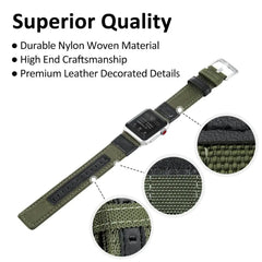 Nylon Fabric & Leather Apple Watch Bands - 4 color options 38mm - 49mm - 