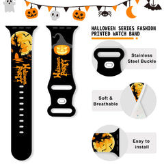 Halloween Printed Silicone Apple Watch Band - 5 Color Options 38mm - 49mm - 