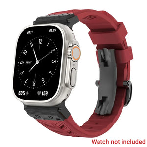 Fluoro rubber Folding Buckle Strap for Apple Watch Watch Band - 14 Colors