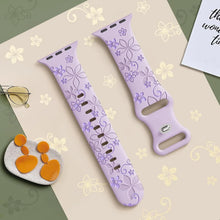 Load image into Gallery viewer, Engraved Silicone Apple Watch Bands - 10 color options 38mm - 49mm