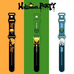 Halloween Printed Silicone Apple Watch Band - 5 Color Options 38mm - 49mm - 